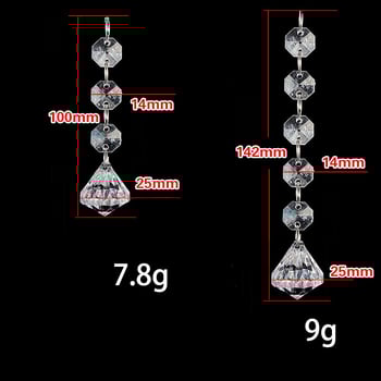 Акрилни 3-5 кристални осмоъгълни мъниста 2pcs, подпорна украса за маса, коледна украса, лека висулка, кристални мъниста