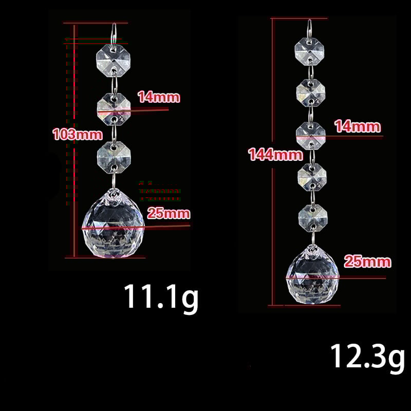 Акрилни 3-5 кристални осмоъгълни мъниста 2pcs, подпорна украса за маса, коледна украса, лека висулка, кристални мъниста