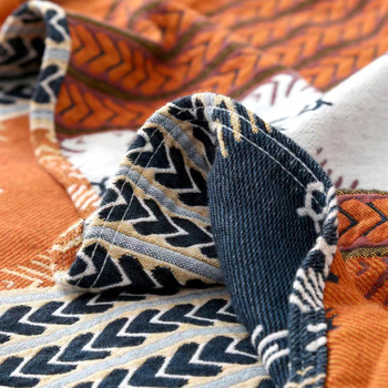 Pătură prosop din bumbac 100%, jacquard multistrat, model geometric, greutate 0.55–1.00 kg