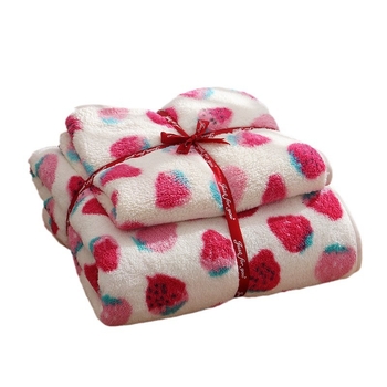 Set ručnika za kupanje i za lice od koralnog flisa, 150D, tisak, težina >200 g, mogućnost prilagodbe