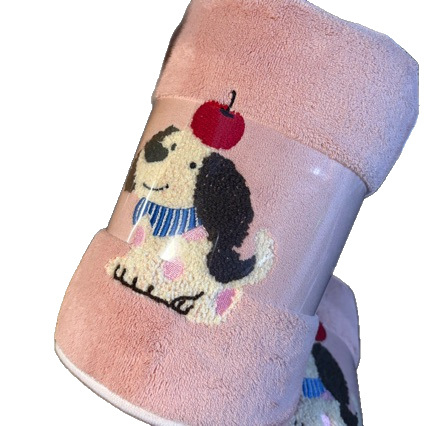 Šuns tematikos vonios rankšluosčių komplektas, minkštas koralinės fliso audinys, 100D siūlai, spauda, džakardas, paprasta pynė, vonios/pliažo rankšluostis