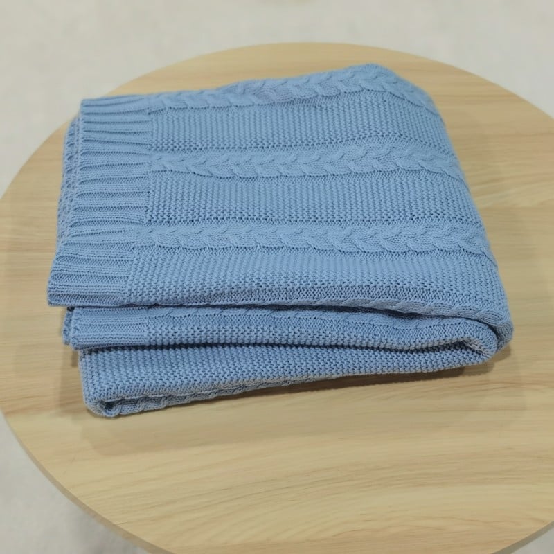 Gyerekeknek készült pamut jacquard kötött takaró, tavasz-őszi időszakban, 300–499 g (Weining | pamut | 300–499 g | egyszínű)