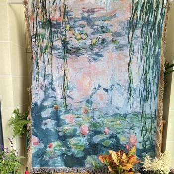 Monet Water Lily gobelin za kauč, poliestersko-bavlani materijal, za jednosjed kauč, nordijski stil
