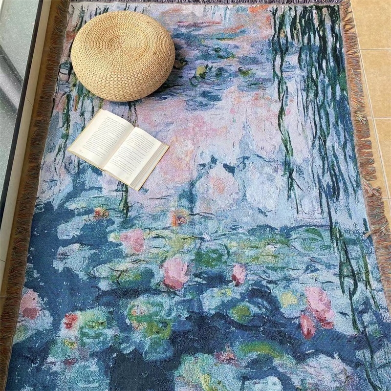 Monet Water Lily gobelin za kauč, poliestersko-bavlani materijal, za jednosjed kauč, nordijski stil