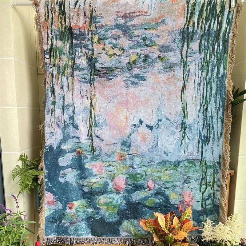 Monet Water Lily gobelin za kauč, poliestersko-bavlani materijal, za jednosjed kauč, nordijski stil