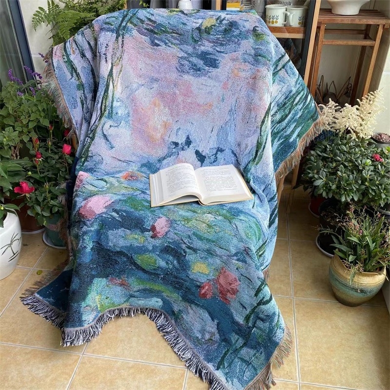 Monet Water Lily gobelin za kauč, poliestersko-bavlani materijal, za jednosjed kauč, nordijski stil
