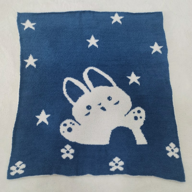 Cuvertură pentru copii din poliester, pluș moale și gros, tricot jacquard, pe o singură parte cu motiv iepuraș drăguț, 300–499 g, Calitate întâi