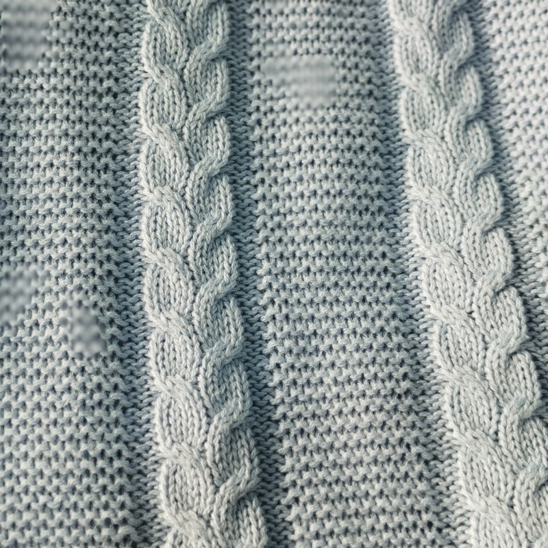 Cuvertură pentru copii din poliester, pluș moale și gros, tricot jacquard, pe o singură parte cu motiv iepuraș drăguț, 300–499 g, Calitate întâi