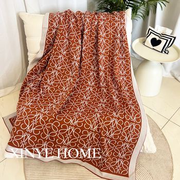 Плетено одеяло с геометричен модел, модерен минималистичен стил; 100% акрилно влакно, 800–999 г, за всички сезони