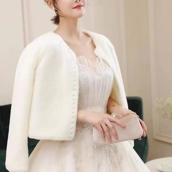 Булчински шал с ръкави, плюшен шал с мъниста за дами, подходящ за зима, пролет и есен