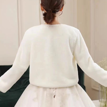 Булчински шал с ръкави, плюшен шал с мъниста за дами, подходящ за зима, пролет и есен