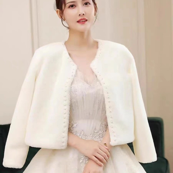 Булчински шал с ръкави, плюшен шал с мъниста за дами, подходящ за зима, пролет и есен