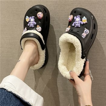 Παντόφλες Crocs 2025, με επένδυση fleece, ζεστές, μοντέρνες, ευέλικτες, από απλό βαμβάκι EVA, για χρήση σε εσωτερικούς χώρους και για άρση ύψους.