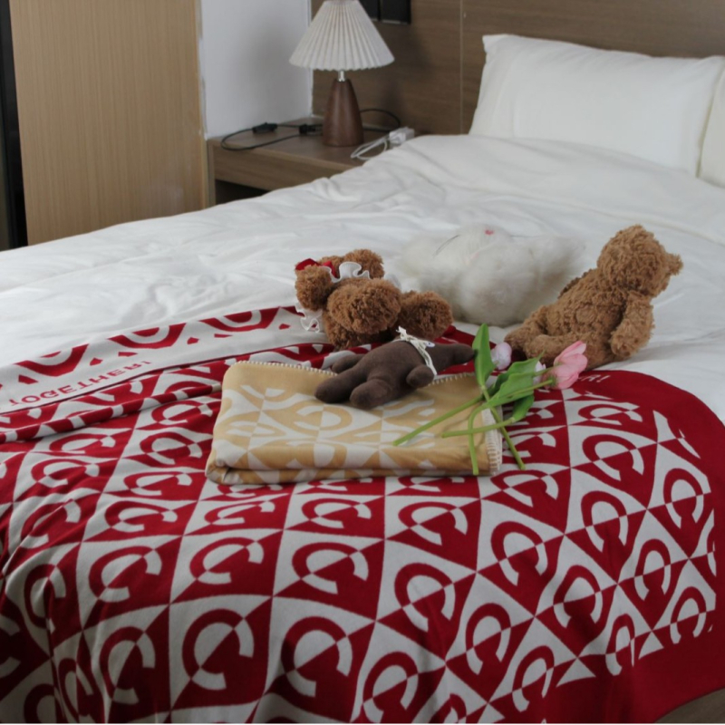 Одеяло от бамбукови влакна, вискоза, геометричен принт, 450 g, зимно