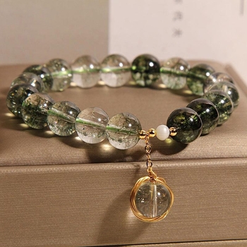 Brățară din cristal – cristal verde fantomă, stil feminin inspirat de japonez și coreean, accesoriu pentru mână