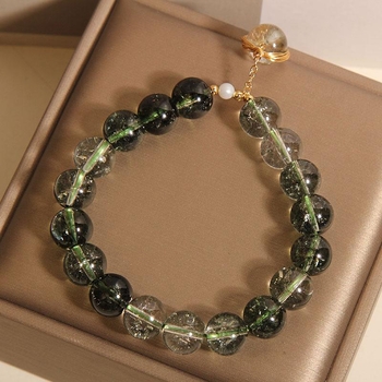 Brățară din cristal – cristal verde fantomă, stil feminin inspirat de japonez și coreean, accesoriu pentru mână