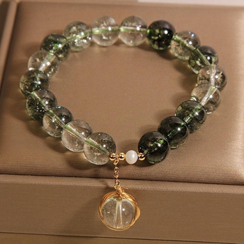 Brățară din cristal – cristal verde fantomă, stil feminin inspirat de japonez și coreean, accesoriu pentru mână