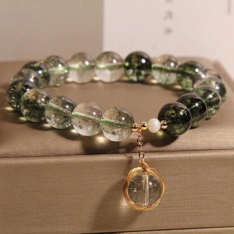 Brățară din cristal – cristal verde fantomă, stil feminin inspirat de japonez și coreean, accesoriu pentru mână