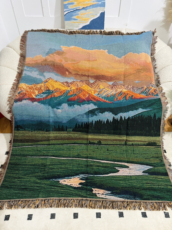 Pătură tricotată pentru canapea cu model peisaj – Poliester-cotton, 1000–1499 g, Stil modern minimalist, Potrivit pentru toate sezoanele