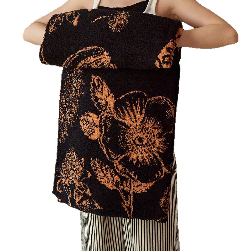 Pătură din bumbac cu ciucuri de catifea, imprimeu leopard – patru anotimpuri, 1000–1499 g, Premium, stil modern minimalist