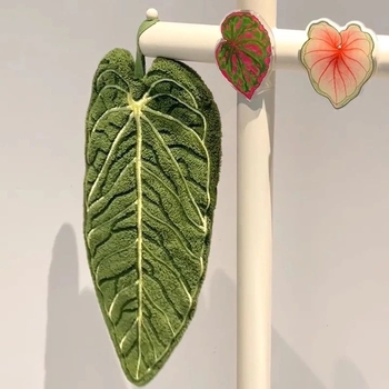 Rankšluostis rankoms su augalo lapų dizainu, su pakabinama kilpa, koralinis pūkų pluoštas, 30–50 g, 100d siūlai, išsiuvinėtas kraštas