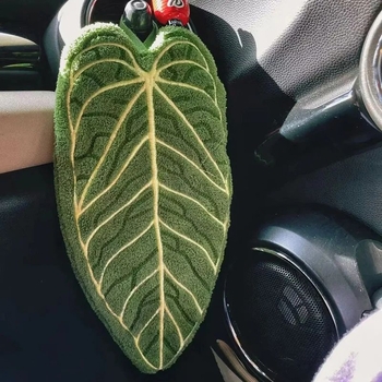 Rankšluostis rankoms su augalo lapų dizainu, su pakabinama kilpa, koralinis pūkų pluoštas, 30–50 g, 100d siūlai, išsiuvinėtas kraštas