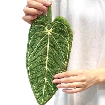 Rankšluostis rankoms su augalo lapų dizainu, su pakabinama kilpa, koralinis pūkų pluoštas, 30–50 g, 100d siūlai, išsiuvinėtas kraštas