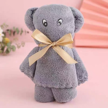 Meškos formos koralinis fliso rankšluostis vestuvinei dovanei, veidinis rankšluostis, Shaoze prekė