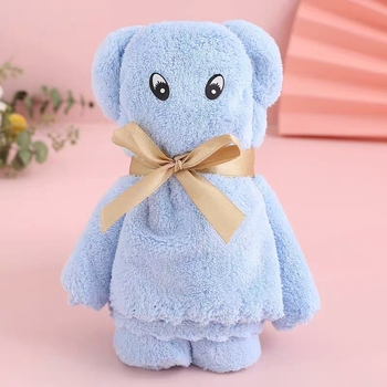 Meškos formos koralinis fliso rankšluostis vestuvinei dovanei, veidinis rankšluostis, Shaoze prekė