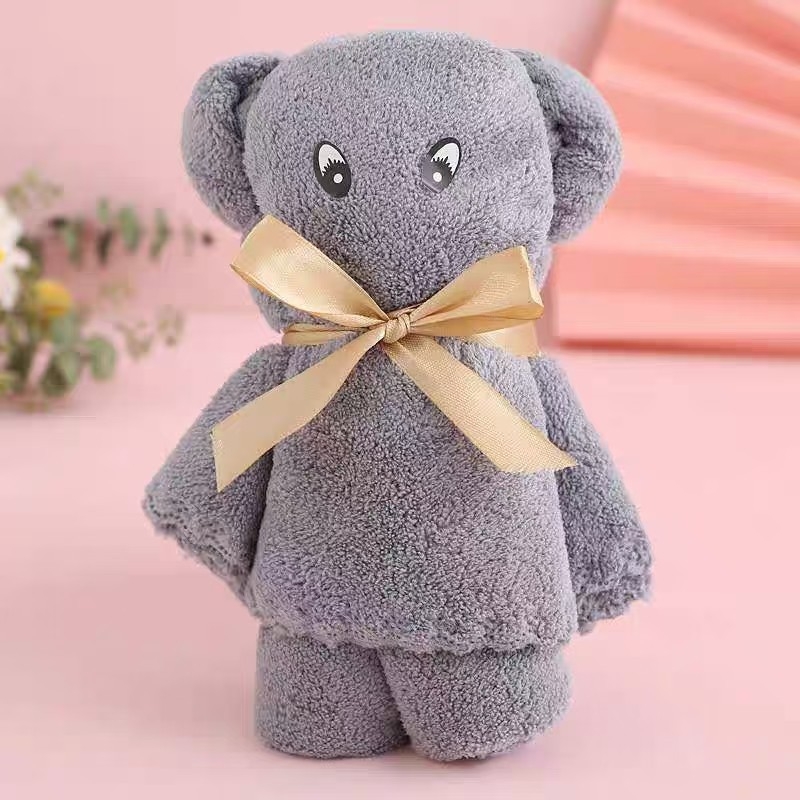 Meškos formos koralinis fliso rankšluostis vestuvinei dovanei, veidinis rankšluostis, Shaoze prekė