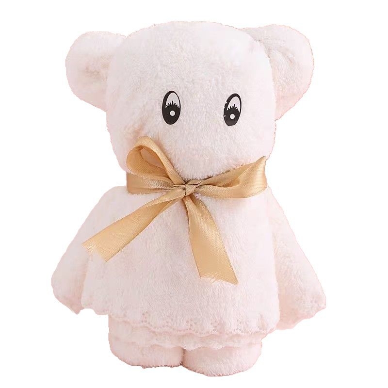 Meškos formos koralinis fliso rankšluostis vestuvinei dovanei, veidinis rankšluostis, Shaoze prekė