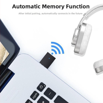 USB-s Bluetooth hangátadó asztali számítógépekhez és noteszgépekhez — USB interfész, Bluetooth 5.0, 2,4 GHz, 3 m hatótáv, külső tápegység