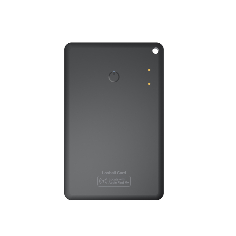 Locator de tip card pentru iOS cu funcție magnetic anti‑loss, pentru portofel și pașaport; localizare globală precisă, dimensiuni 86×54×2,43 mm, greutate 18,2 g