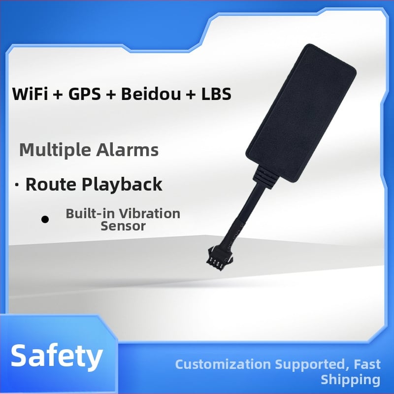 Проводен GPS тракер за превозни средства – точност 5–15 м, външно захранване, вградена антена, аларми: вибрация, мобилен аларм, ограда, превишена скорост, Baidu карта