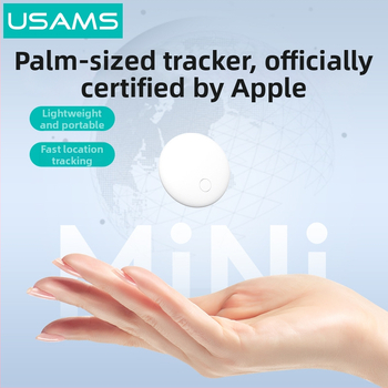 Mini zariadenie proti strate, kompatibilné s iOS, dosah 12–15 m, batéria 230 mAh, hmotnosť 25 g, súčasťou úložná taška, PU koža + ABS