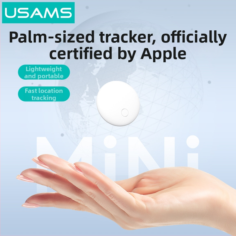 Mini zariadenie proti strate, kompatibilné s iOS, dosah 12–15 m, batéria 230 mAh, hmotnosť 25 g, súčasťou úložná taška, PU koža + ABS