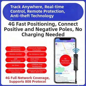 4G GPS проследител за автомобили, мотори и електрически превозни средства — интелигентен локатор Beidou с управление на флота, без абонамент за данни; GPS точност 5-10 м; IP67 водоустойчив; външно захранване; керамична антена