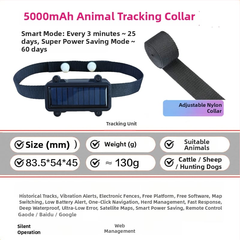 Lokalizátor zvierat pre dobytok a ovce s GPS Beidou sledovaním, alarmy ( vibrácie, mobilný, plot, prekročenie rýchlosti ), presnosť 3 m, IP67, 30 dní výdrž batérie