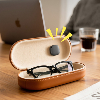 MFi tanúsítványú anti-lopó eszköz szemüveg tokhoz és ékszerdobozhoz Find My helymeghatározással | 6 g, 27×27×7,5 mm, iOS-kompatibilis