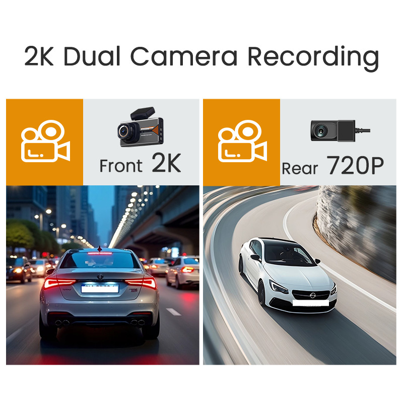 Dash kamera s predným a zadným dvojitým záznamom, 4G, nočné videnie, 1440P, 170° široký uhol