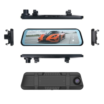 Automobilski retrovizor DVR s dvostrukom kamerom naprijed-nazad, dodirni zaslon, 1296P, 140°, otvor blende F2.0