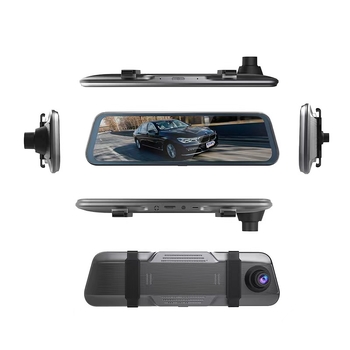 Стрийминг видеорегистратор за автомобил с три камери, 1080p, 170° зрително поле, Wi-Fi, монтаж върху огледало за обратно виждане