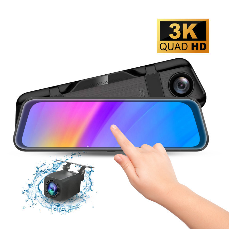 Регистратор за автомобил със стрийминг и двоен обектив, 170° широк ъгъл, 2160p, CarPlay опционално, нощно виждане