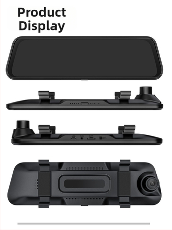 Регистратор за автомобил с пълен екран в огледалото за обратно виждане – предна и задна двойна заснемане, 1440p, 170° широкоъгълна леща, WiFi, GPS навигация