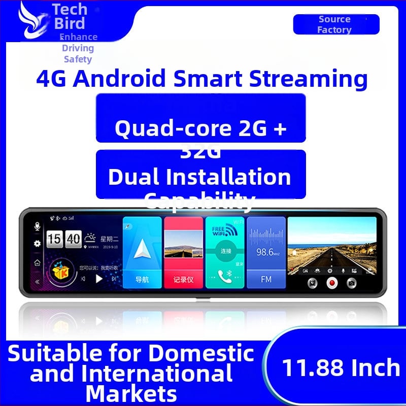 Q80 Oglindă retrovizoare inteligentă cu cameră dublă, dash cam, 4G navigație Android, 1080P, quad-core, 2GB RAM + 32GB stocare