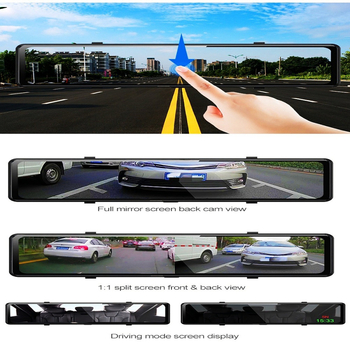 Видеорегистратор за обратно виждане в огледало със Sony двойни лещи, 4K+2K видео, Wi-Fi, циклично записване, 170° ъгъл на кадър