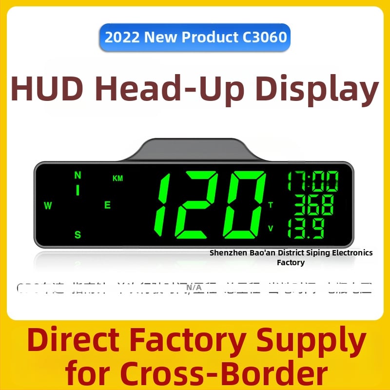 GPS HUD automašīnas displejs ar kompasu, ātruma mērītāju un odometru, modelis C3060, materiāls ABS+PC, barošanas avots DC, GPS signāls