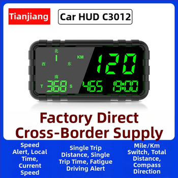 General Tian automašīnas HUD ar GPS, ātruma mērītāju, odometru, ātruma pārsnieguma brīdinājumu un kompasu — universāla saderība