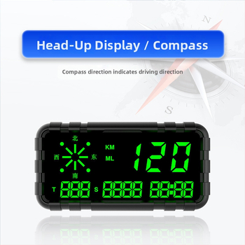 General Tian automašīnas HUD ar GPS, ātruma mērītāju, odometru, ātruma pārsnieguma brīdinājumu un kompasu — universāla saderība