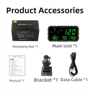 General Tian automašīnas HUD ar GPS, ātruma mērītāju, odometru, ātruma pārsnieguma brīdinājumu un kompasu — universāla saderība